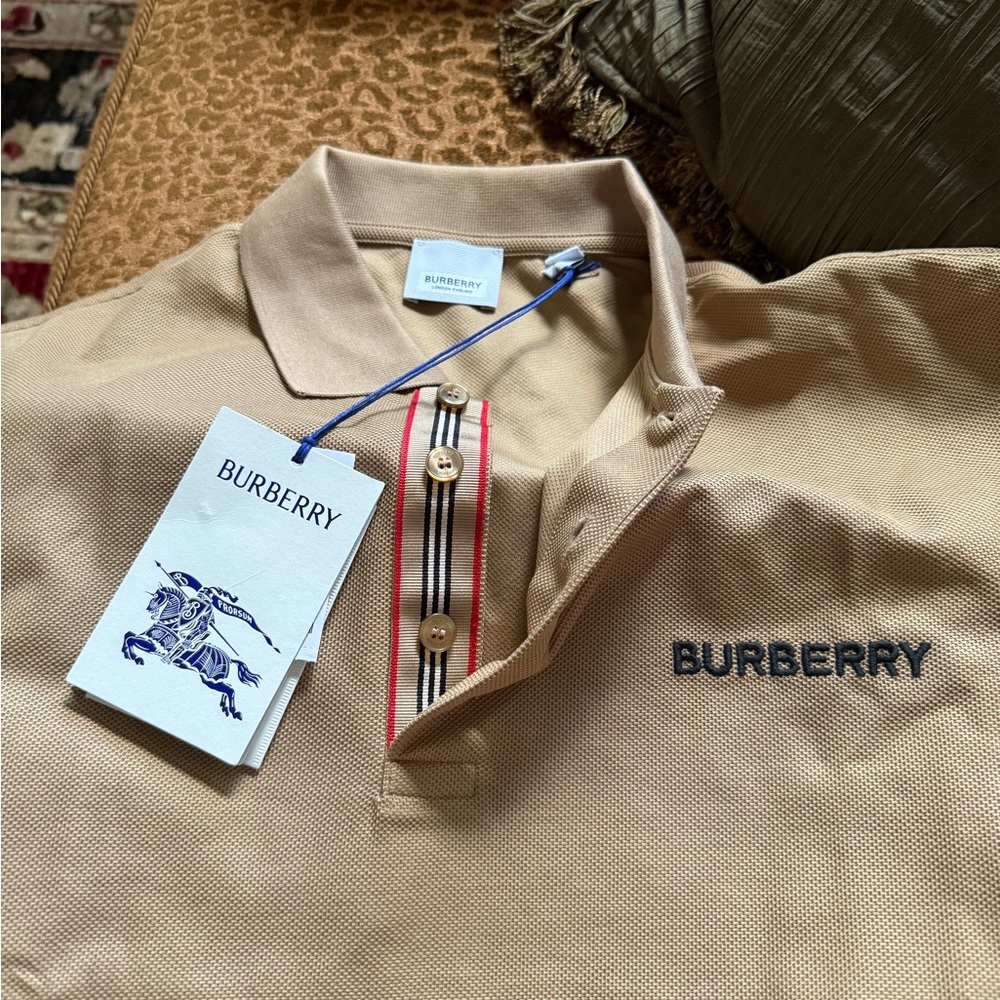 Burberry Tan Polo Shirt with Logo
